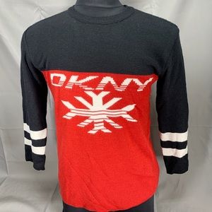DKNY Red & Black Long Sleeve Sweatshirt Medium